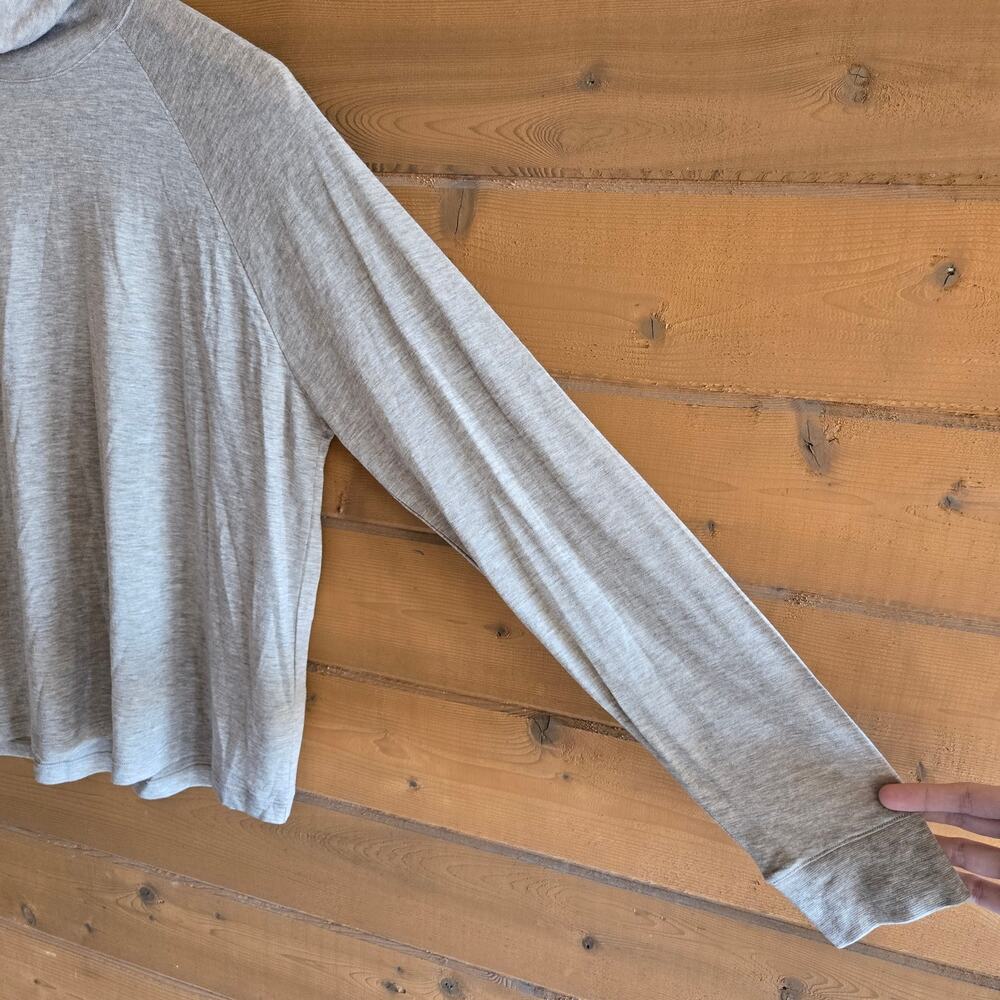 Vince Raglan Jersey Turtleneck Top Beige Heather M Long Sleeve Blouse Neutral - Picture 5 of 6
